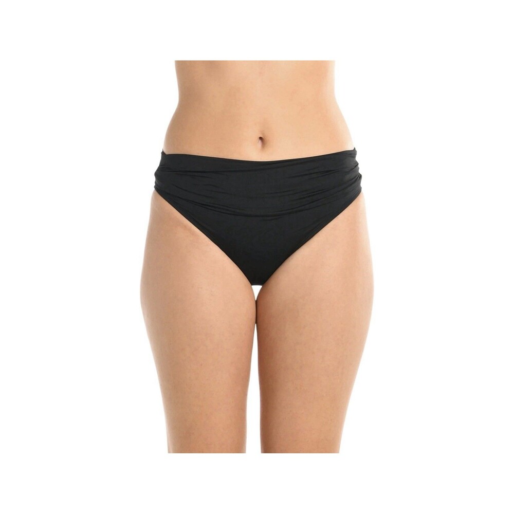La Blanca Black Island Goddess Shirred Band Hipster Bikini Bottom UPF 50+ NWT 6